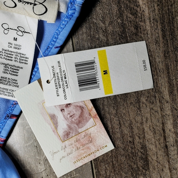 NWT Jessica Simpson Lilac Tropical Floral High Waisted Smocked Bikini Set Medium - Picture 10 of 16